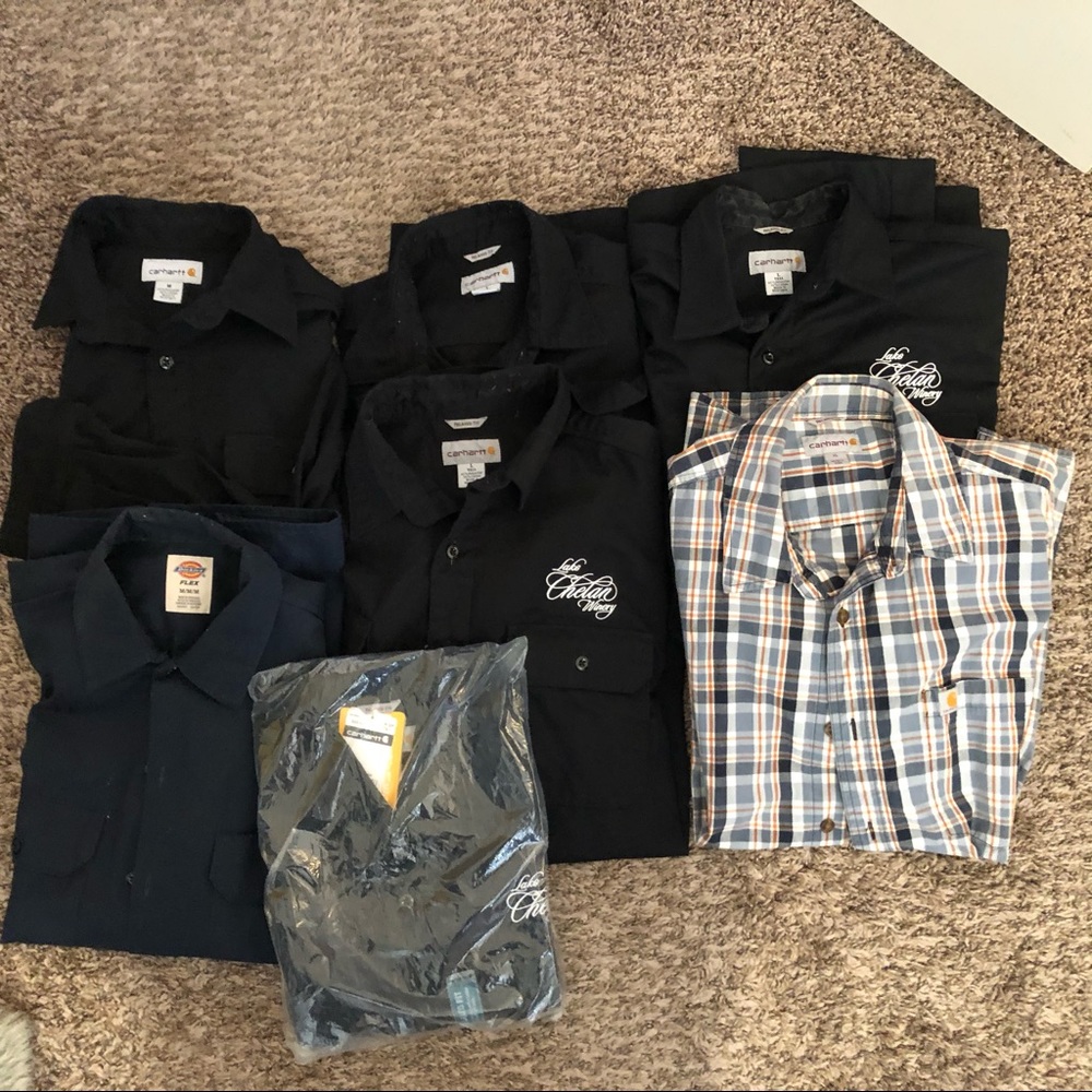 6 Carharrt, 1 Dickies Workshirt